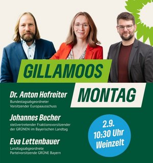 Werbung für die Veranstaltung "Gillamoos Montag" von Bündnis 90/Die Grünen